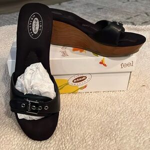 Dr Scholl’s wedge , silver buckle